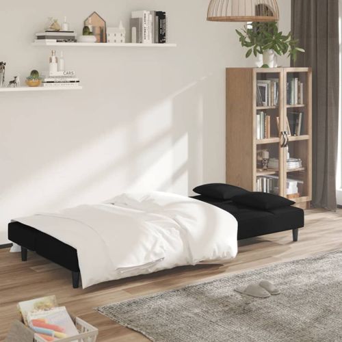 Vidaxl Canapé-Lit À 2 Places Avec Deux Oreillers Noir Velours