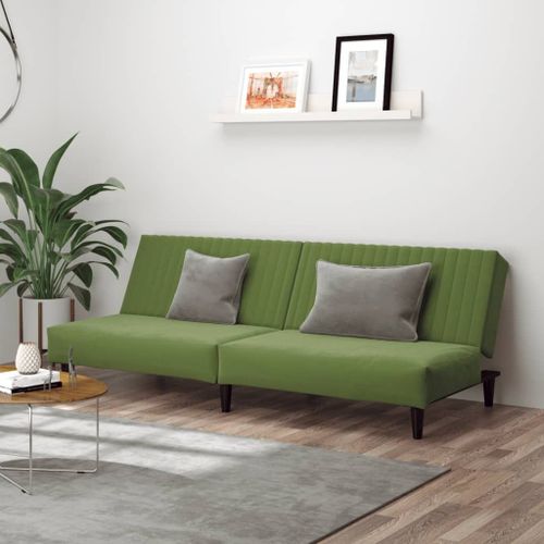 Vidaxl Canapé-Lit À 2 Places Vert Clair Velours