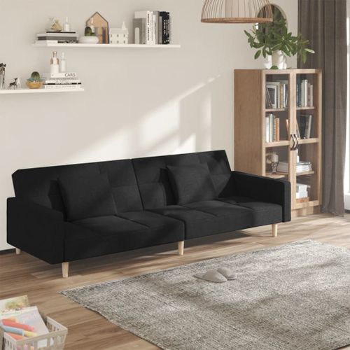 Vidaxl Canapé-Lit À 2 Places Avec Deux Oreillers Noir Tissu