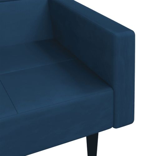 Vidaxl Canapé-Lit À 2 Places Avec Deux Oreillers Bleu Velours