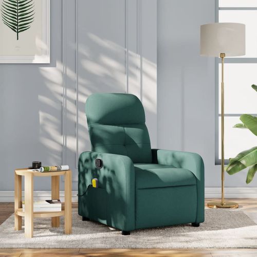 Vidaxl Fauteuil De Massage Inclinable Vert Foncé Tissu