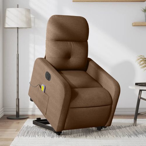 Vidaxl Fauteuil Inclinable De Massage Électrique Marron Tissu