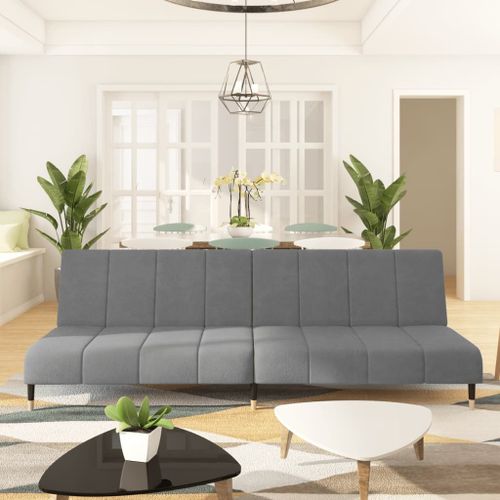 Vidaxl Canapé-Lit À 2 Places Gris Clair Velours