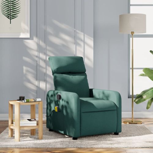 Vidaxl Fauteuil De Massage Inclinable Vert Foncé Tissu