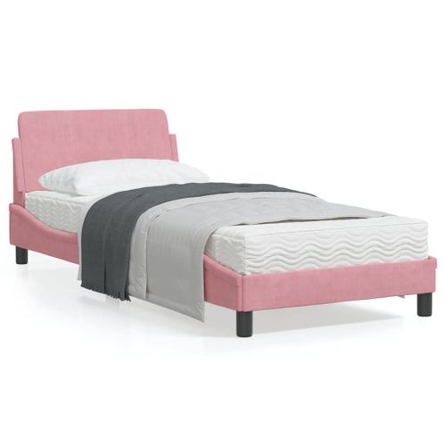 Vidaxl Cadre De Lit Avec Tête De Lit Rose 90x190 Cm Velours