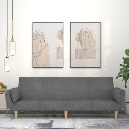 Vidaxl Canapé-Lit À 2 Places Avec Deux Oreillers Gris Clair Tissu
