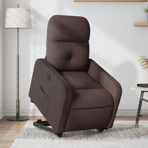 Vidaxl Fauteuil Inclinable Électrique Marron Foncé Tissu
