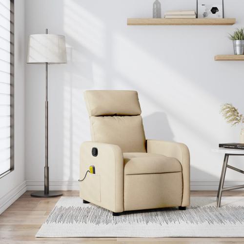 Vidaxl Fauteuil De Massage Inclinable Crème Tissu