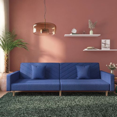 Vidaxl Canapé-Lit À 2 Places Avec Deux Oreillers Bleu Tissu