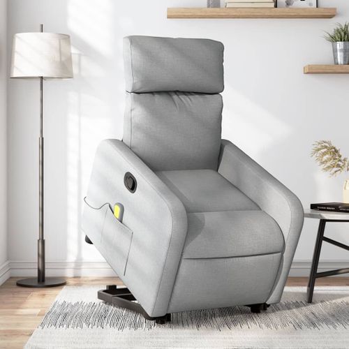 Vidaxl Fauteuil De Massage Inclinable Gris Clair Tissu