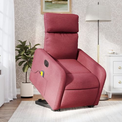 Vidaxl Fauteuil Inclinable De Massage Électrique Rouge Bordeaux Tissu