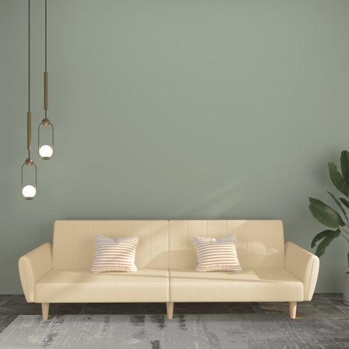 Vidaxl Canapé-Lit À 2 Places Crème Tissu