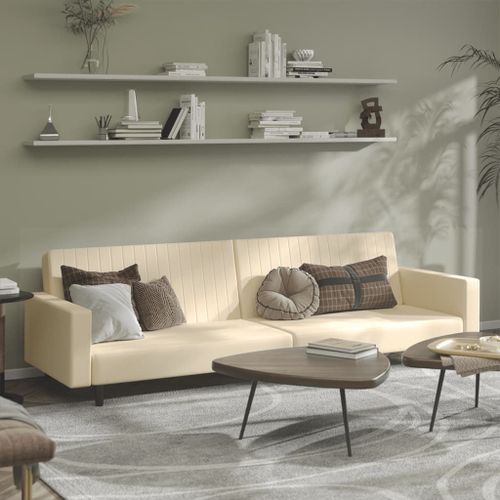 Vidaxl Canapé-Lit À 2 Places Crème Velours