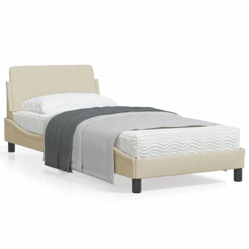 Vidaxl Cadre De Lit Avec Tête De Lit Crème 80x200 Cm Tissu