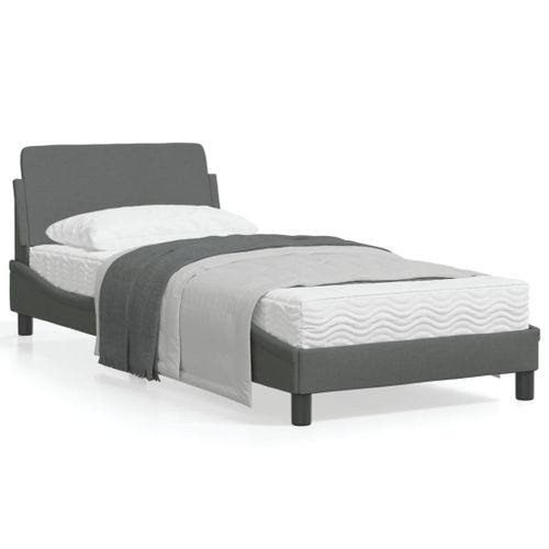 Vidaxl Cadre De Lit Avec Tête De Lit Gris Foncé 80x200 Cm Tissu