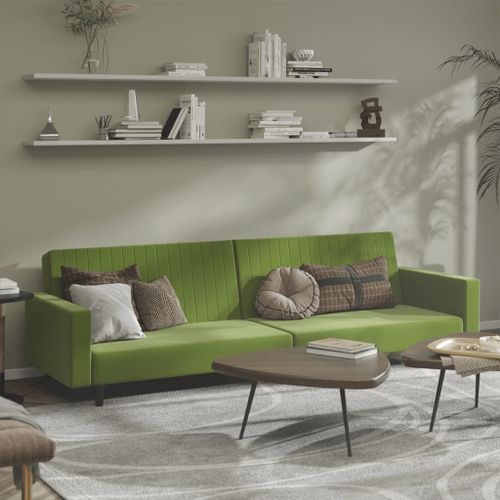 Vidaxl Canapé-Lit À 2 Places Vert Clair Velours