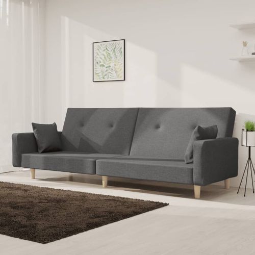 Vidaxl Canapé-Lit À 2 Places Avec Deux Oreillers Gris Clair Tissu