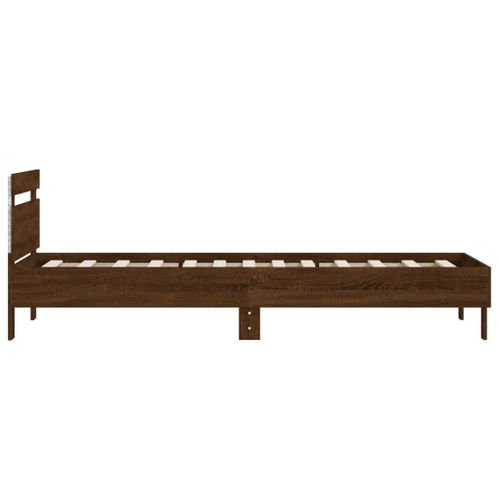 Vidaxl Cadre De Lit Tête De Lit Et Lumières Led Chêne Marron 100x200cm