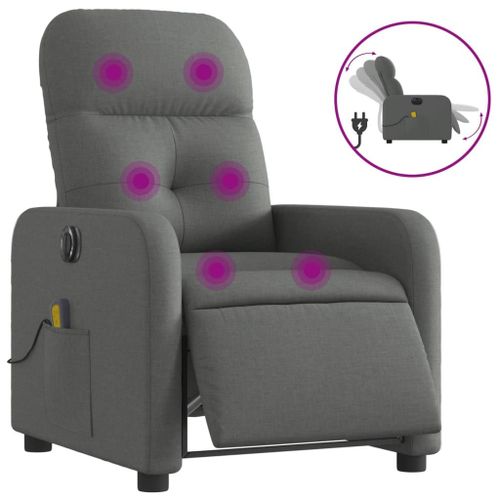 Vidaxl Fauteuil Inclinable De Massage Électrique Gris Foncé Tissu