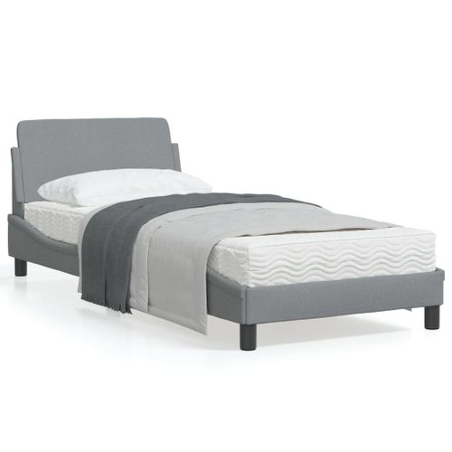 Vidaxl Cadre De Lit Avec Tête De Lit Gris Clair 90x190 Cm Tissu