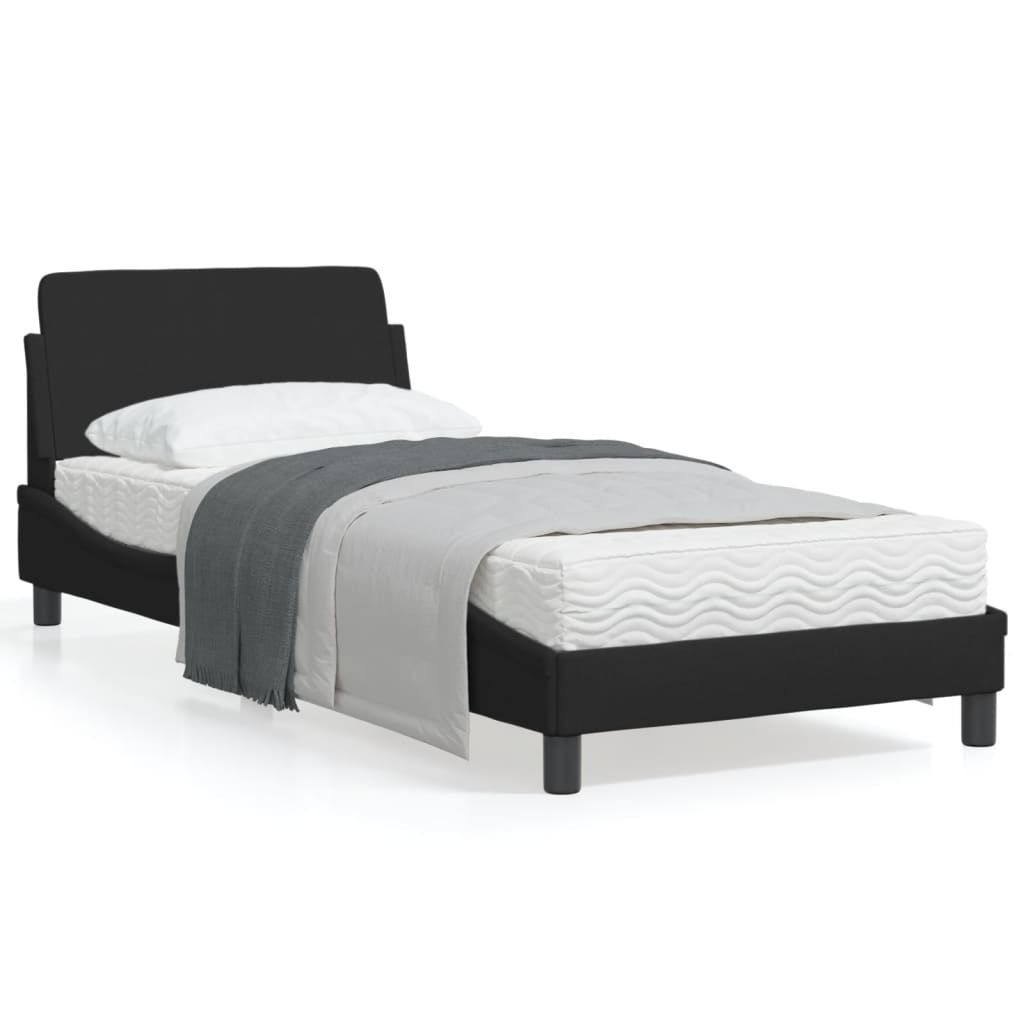 Vidaxl Cadre De Lit Avec Tête De Lit Noir 90x190 Cm Tissu