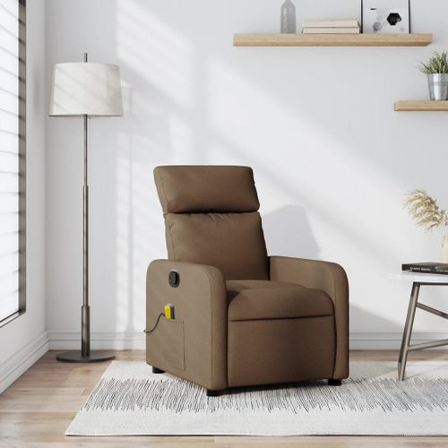 Vidaxl Fauteuil De Massage Inclinable Marron Tissu