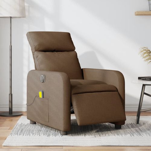Vidaxl Fauteuil Inclinable De Massage Électrique Marron Tissu