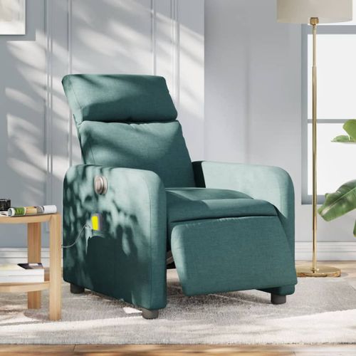 Vidaxl Fauteuil De Massage Inclinable Électrique Vert Foncé Tissu