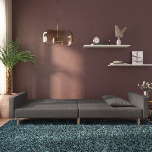 Vidaxl Canapé-Lit À 2 Places Avec Deux Oreillers Gris Foncé Tissu