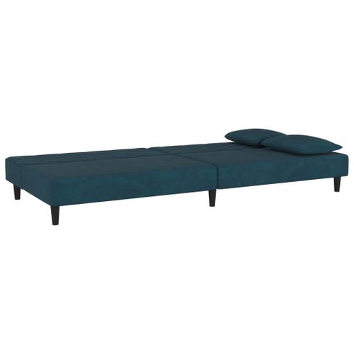 Vidaxl Canapé-Lit À 2 Places Avec Deux Oreillers Bleu Velours