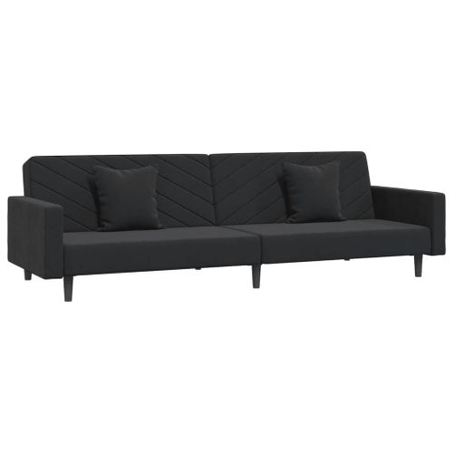 Vidaxl Canapé-Lit À 2 Places Avec Deux Oreillers Noir Velours