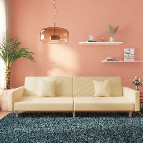 Vidaxl Canapé-Lit À 2 Places Avec Deux Oreillers Crème Tissu