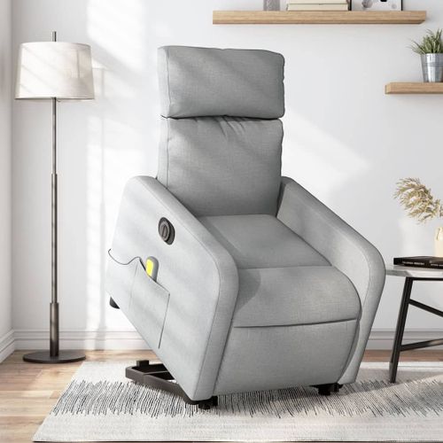 Vidaxl Fauteuil Inclinable De Massage Électrique Gris Clair Tissu