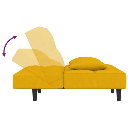 Vidaxl Canapé-Lit À 2 Places Avec Deux Oreillers Jaune Velours