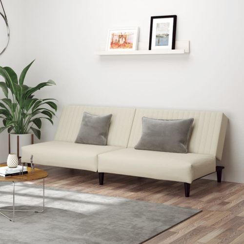 Vidaxl Canapé-Lit À 2 Places Crème Velours