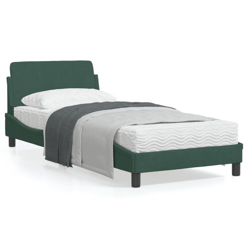 Vidaxl Cadre De Lit Avec Tête De Lit Vert Foncé 80x200 Cm Velours