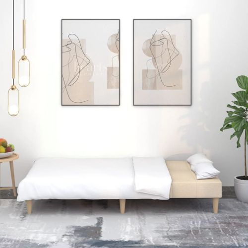Vidaxl Canapé-Lit À 2 Places Crème Tissu