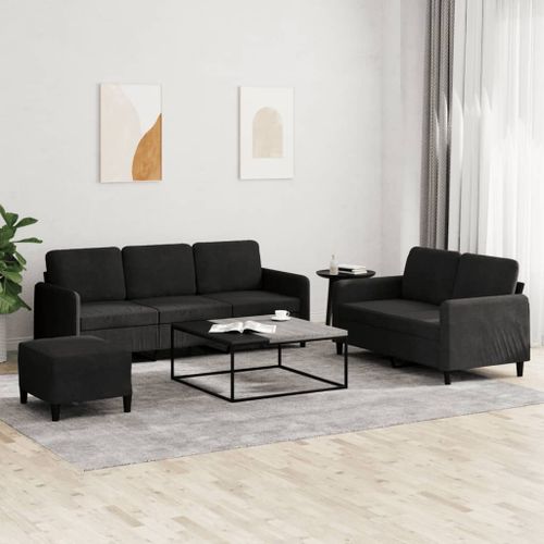 Vidaxl Ensemble De Canapés 3 Pcs Noir Velours