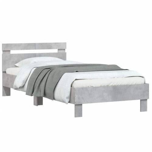 Vidaxl Cadre De Lit Tête De Lit Et Lumières Led Gris Béton 100x200 Cm