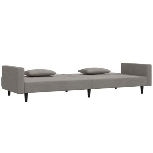 Vidaxl Canapé-Lit À 2 Places Avec Deux Oreillers Gris Clair Velours