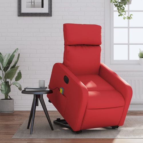 Vidaxl Fauteuil Inclinable De Massage Électrique Rouge Similicuir