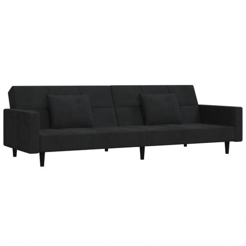 Vidaxl Canapé-Lit À 2 Places Avec Deux Oreillers Noir Velours