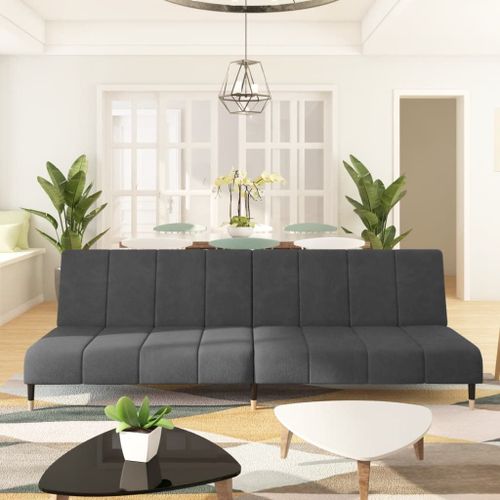 Vidaxl Canapé-Lit À 2 Places Gris Foncé Velours