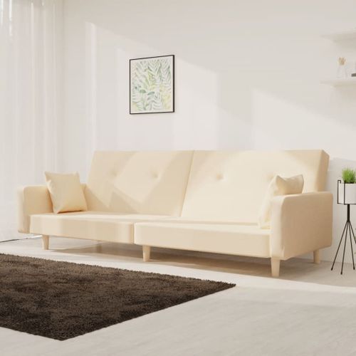 Vidaxl Canapé-Lit À 2 Places Avec Deux Oreillers Crème Tissu