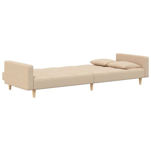 Vidaxl Canapé-Lit À 2 Places Avec Deux Oreillers Crème Tissu