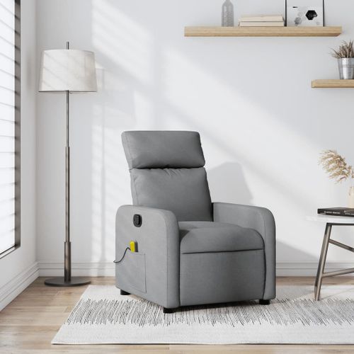 Vidaxl Fauteuil De Massage Inclinable Gris Clair Tissu