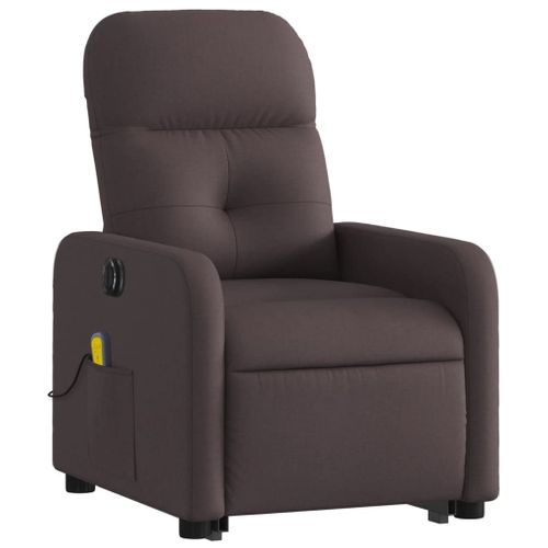 Vidaxl Fauteuil Inclinable De Massage Électrique Marron Foncé Tissu