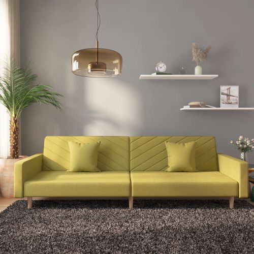 Vidaxl Canapé-Lit À 2 Places Avec Deux Oreillers Vert Tissu