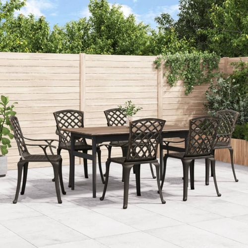 Vidaxl Chaises De Jardin Lot De 6 Fonte D'aluminium Bronze