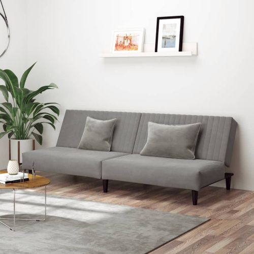Vidaxl Canapé-Lit À 2 Places Gris Clair Velours